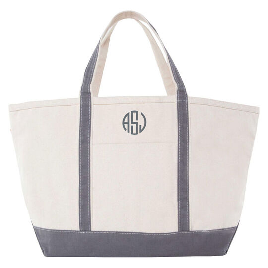 Personalized Grey Large Boat Tote